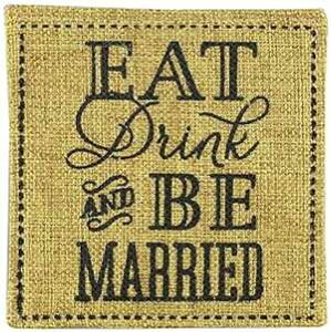 �P�C�g�E�A�X�y���u�H�ׂāA����ŁA�������āv���z�R�[�X�^�[�A2���Z�b�g Kate Aspen Eat, Drink and be Married Burlap Coasters, Set of 2