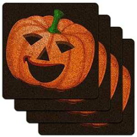 ジャック オー ランタン パンプキン ハロウィン ロープロファイル コルク コースター セット GRAPHICS & MORE Jack O' Lantern Pumpkin Halloween Low Profile Cork Coaster Set