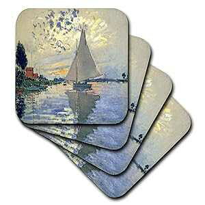 Le Petit ̃l̊G惈bg 3dRose vg - \tg R[X^[A8 Zbg (CST_203678_2) 3dRose Print of Monet ting Sailboat at Le Petit - Soft Coasters, Set of 8 (CST_203678_2)