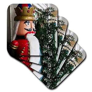 3dRose USA、フロリダ、パームビーチ、ワースアベニュー、大きなくるみ割り人形の像。- セラミックタイルコースター 4枚セット (CST_205627_3) 3dRose USA, Florida, Palm Beach, Worth Avenue, Large Nutcracker Statue