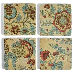 Studio Vertu Flora Indienne Marble Coasters, Set of 4