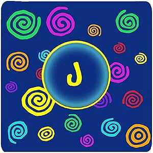 Caroline's Treasures CJ1011-JFC Letter J Initial Monogram - Blue Swirls Foam Coaster Set of 4 Set of 4 Cup Coasters for Indoor Outdoor, Tabletop Protection, , Mouse pad Material