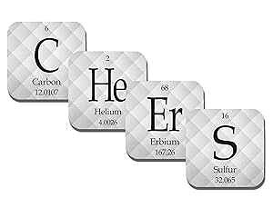 \R[X^[ - t - lIv 4 s[XZbg - Ȋw - w - j[͊܂܂܂ Periodic Table Coasters - Cheers - Neoprene 4 Piece Set - Science - Chemistry - Neurons Not Included