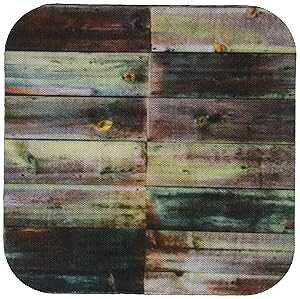 3dRose CST_213532_1 ^[RCYƃuẼAeB[NEbh \tg R[X^[̎ʐ^ (4 Zbg) 3dRose CST_213532_1 Photograph of Turquoise and Brown Died Wood Soft Coasters (Set of 4)