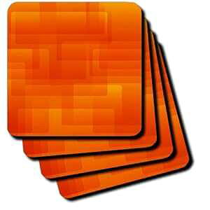 3dRose Bright Orange On Orange Rounded Rectangles Abstract - Soft Coasters, set of 4
