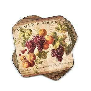 Pimpernel Abundant Fall Collection Coasters Set of 6 Cork Backed Board Heat and Stain Resistant Drinks Coaster for Tabletop Protection Measures 4 x 4