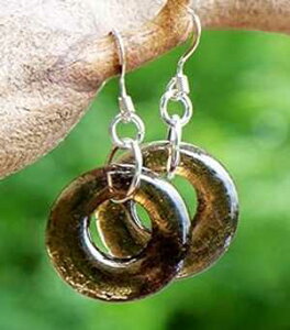 TCN Be[W Ao[ NbNX {g KX t[v CO Bottled Up Designs Recycled Vintage Amber Clorox Bottle Glass Hoop Earrings