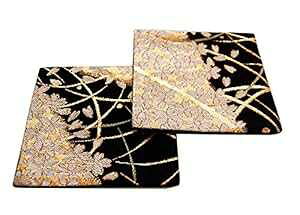 _哰 R[X^[ {̓`D E 2Zbg (Fj SHINSENDO Kimono Coasters Japanese Traditional Fabrics Kinran Set of 2 (Pattern Name:Gold Cherry Blossoms sakura