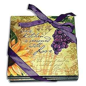 Divinity Boutique 23654 Bella Vita ؐR[X^[ 4 pbNA}`J[ Divinity Boutique 23654 Bella Vita Wooden Coaster 4-Pack, Multicolor