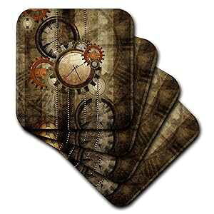 3dRose Steampunk in noble design, clocks and gears - Ceramic Tile Coasters, set of 4
