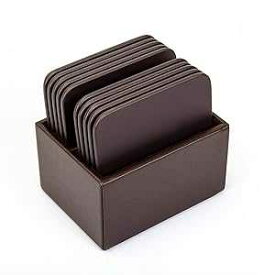 Dacasso チョコレートホルダー ブラウンレザー スクエアコースター10枚セット Dacasso Chocolate Holder Brown Leather 10 Square Coaster Set