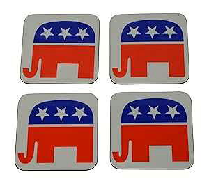 Rogue River Tactical Republican Elephant Drink Coaster Set Gift GOP Conservative Home Kitchen Bar Barware