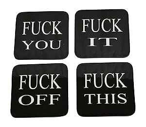 Rogue River Tactical Fuck Beer Bar Drink Coaster Set Gift Drinking Joke Funny Home Kitchen Barware
