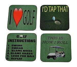 Rogue River Tactical Golf Drink Coaster Set Gift for Golfer Golfing Joke Funny Home Kitchen Barware