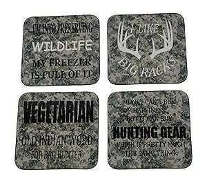 Rogue River Tactical Hunting Drink Coaster Set Gift Beer Drinking Joke Funny Home Kitchen Barware Camo