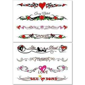 Sovereign-Gear 8 Large Sexy Naughty Temporary Tattoos for Women Ladies - Adult Fun for Lower Back Legs Arms Stomach