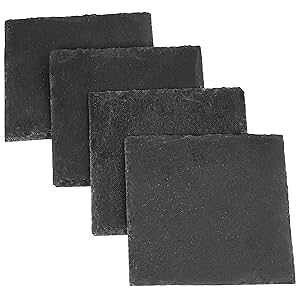 rockcloud Natural Sandstone Slate Coasters Set of 4 Handmade Coasters for Drinks, Beverages, Wine Glasses Furniture Protection, Square