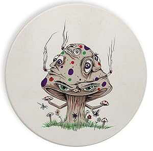 Z~bNXg[R[X^[R[X^[4Zbg - nCLmRʔV[iWCg Hat Shark Ceramic Stone Coaster Coasters Set of Four - High Mushroom Funny Shroom Smoking Joint Cartoon