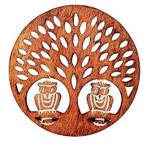 p[vfBbv ؐܓ uiCgtHXgv R[X^[ zbgpbh}bg _CjOe[uALb`p (11419) Purpledip Wooden Trivet 'Night Forest' Coaster Hot Pad Mat for Dining Table, Kitchen (114