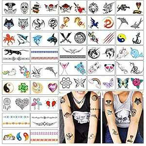 Yazhiji 36 Sheets Temporary Tattoos for Kids Boys Girls Adults Great Party Favors and Decorations