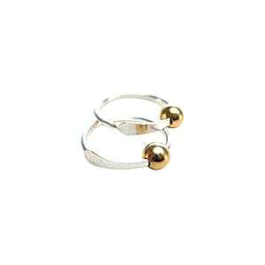 ȃVo[t[vAS[htBhr[YAX[p[CO Twisted Designs Jewelry Tiny Silver Cartilage Hoops with Gold Filled Bead, Sleeper Earrings