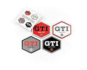 BRISA VW Collection - Volkswagen Drink Glass Cork Coasters with MDF Coating and GTI Design (Set of 4/GTI)