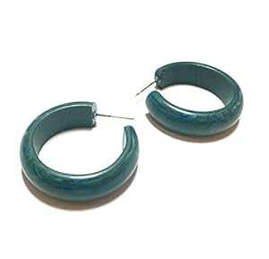 eB[u[}[uANVv[TCgt[vCO Leetie Lovendale Teal Blue Marbled Acrylic Simple Lucite Hoop Earrings