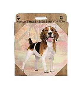 E&S Pets Beagle Absorbent Stone Coaster - Cork Back helps prevent scratches on furniture - No more Water rings on Furniture
