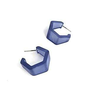 fju[wLTSWItXg[TCgt[vCO Leetie Lovendale Denim Blue Hexagon Geo Frosted Lucite Hoop Earrings