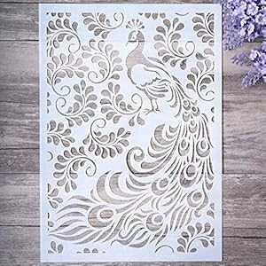 DIY IȍẼXeV ev[gAǂɃyCgAƋH|i (E) SLGIFT DIY Decorative Peacock Stencil Template for ting on Walls Furniture Crafts (Peacock)