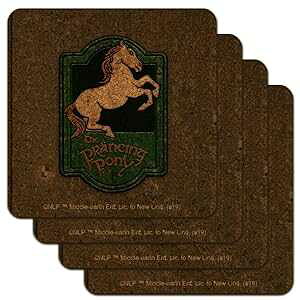 GRAPHICS & MORE Lord of The Rings The Prancing Pony Low Profile Novelty Cork Coaster Set