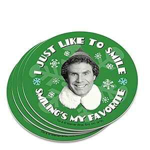 Gtf Ί炪D mxeBR[X^[Zbg GRAPHICS & MORE Elf Movie I Just Like to Smile Novelty Coaster Set
