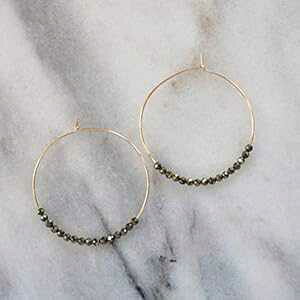 pCCg WFXg[ [W S[h tB t[v CO M r[Y NX}X Mtg Libby & Smee Pyrite Gemstone Large Gold Fill Hoop Earrings Semi-Precious Beads Christmas Gift