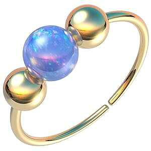 Lugasis FINE JEWELRY Gold Helix Piercing - Handmade 14k Gold Filled Cartilage Earring with a 3mm Blue Opal - Thin 20 gauge Gold Hoop 8mm Helix Ring