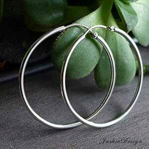 1.5�C���` (40mm) �o��925�X�^�[�����O�V���o�[ �t�[�v�s�A�X JD23 JackieDesign 1.5 inch (40mm) Bali 925 Sterling Silver Hoop Earrings JD23