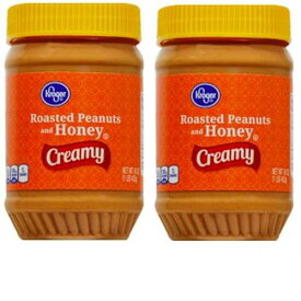 Kroger Roasted Peanuts and Honey Creamy Peanut Butter 16 oz (2 pack)