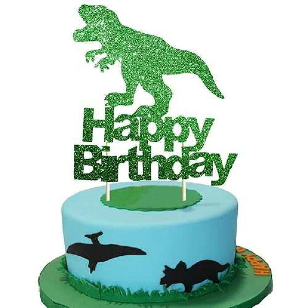 Letromp Dinosaur Cake Topper Green Glitter 1st 2nd 3rd 4th Birthday Party Supply