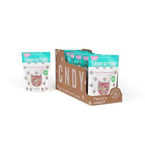 Candy Kittens ビーガンスイーツ - グルテンフリー - ナチュラルフルーツフレーバーキャンディ - グミ噛みごたえのあるグルメスイーツ - サワースイカ、1.9オンス (12個パック) Candy Kittens Vegan Sweets - Gluten-Free - Natural Fruit Flavour C