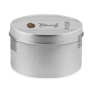 Organic Cumin Seeds Whole (Jeera) Spice by Flavor Temptations. Indian Food Seasoning, Gluten free, Salt free, Vegan Ingredients 1 Tin, 3.5 oz (100 g)