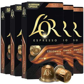 L'OR Espresso Capsules, 50 Count Colombia, Single-Serve Aluminum Coffee Capsules Compatible with the L'OR BARISTA System & *Nespresso Original Machines