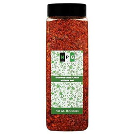 NPG Authentic Sichuan Chili Flakes 1LB 16 Ounces, Medium Hot, Szechuan Crushed Red Pepper Flakes Powder Bulk, Spice Seasoning for Making Kimchi, Chili Oil, Stir-fry, Pizza, Salads, BBQ, and Tacos