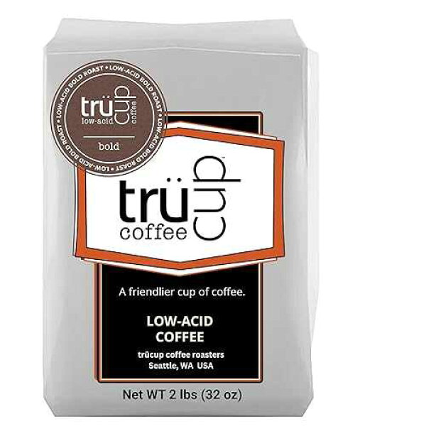 trücup Low Acid Coffee, Whole Bean Coffee Dark Roast 2 LB, Natural Water&Steam Process (60% Less Acid), Smooth Flavor, Stomach-Friendly Rich in Antioxidants