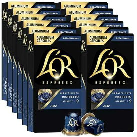 L'OR DECAF Espresso Capsules, 100 Count DECAF Ristretto, Single-Serve Aluminum Coffee Capsules Compatible with the L'OR BARISTA System & *Nespresso Original Machines