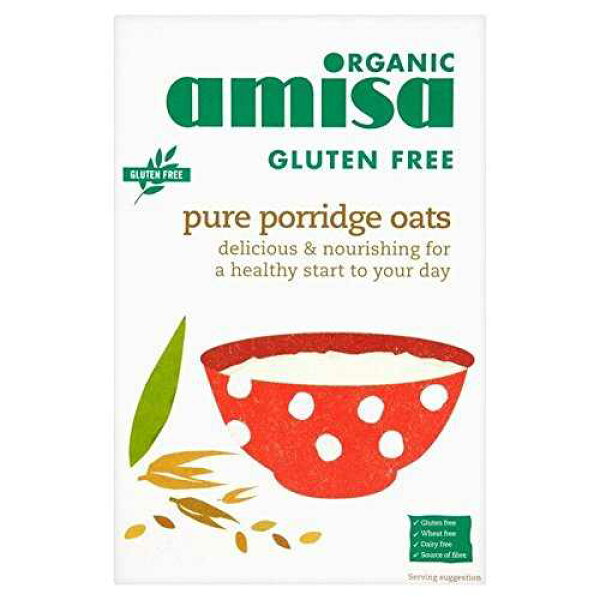 アミサ オーガニック グルテンフリー ピュア ポリッジ オーツ麦 - 325g Amisa Organic Gluten Free Pure Porridge Oats - 325g