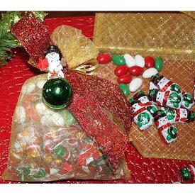FavorOnline Christmas Gourmet Chocolate Decorated Gift Bag with Holiday Jordan Almonds - 1 Pound Assorted