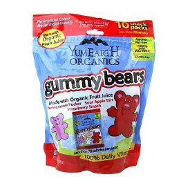 Yummy Earth オーガニック グミベア スナック 10 パック 7 オンス (3 個パック) Yummy Earth Organic Gummy Bears 10 Snack Packs 7 oz (Pack of 3)