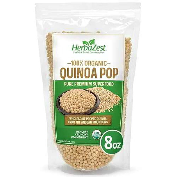 HerbaZest Quinoa Pop Organic - 7 oz - USDA Certified, Vegan & Gluten Free Superfood - Easy to Use with Yogurt & Cereal, Granola & Muesli, Salads, Baked and Non-Baked Goods, and More