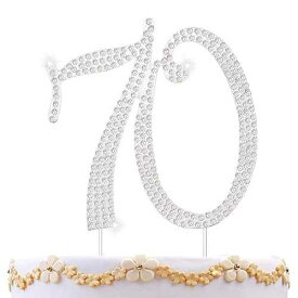 70 ケーキトッパー 70 周年記念誕生日ウェディングダイヤモンドケーキトッパー 女性用 70 キラキララインストーンケーキデコレーションパーティー用品記念品 シルバー Zkptops 70 Cake Topper 70th Anniversary Birthday Wedding Diamond Cake Topper for