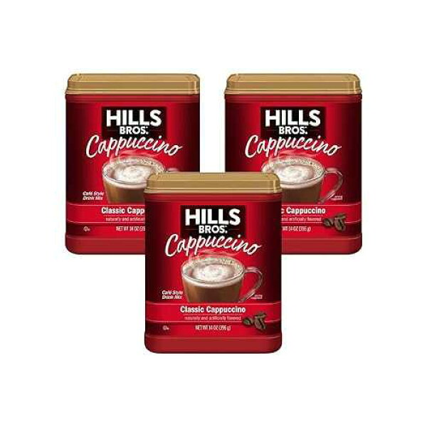 Hills Bros Instant Decadent Classic Cappuccino Mix with a Hint of Sweetness, Easy to Use and Convenient, Enjoy Coffeehouse Flavor at Home, Frothy, 14 Oz (Pack of 3)