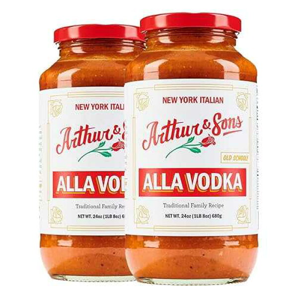 Arthur & Sons Arthur and Sons Vodka Sauce - Authentic Italian Recipe, Premium Quality, All-Natural Ingredients, No Added Sugar, Non-GMO, Gluten-Free, Perfect for Pasta, Pizza, and Cooking - 2 Pack (48oz)